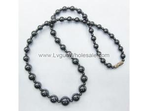 Black Necklace Hematite Round Beads  String 18inch